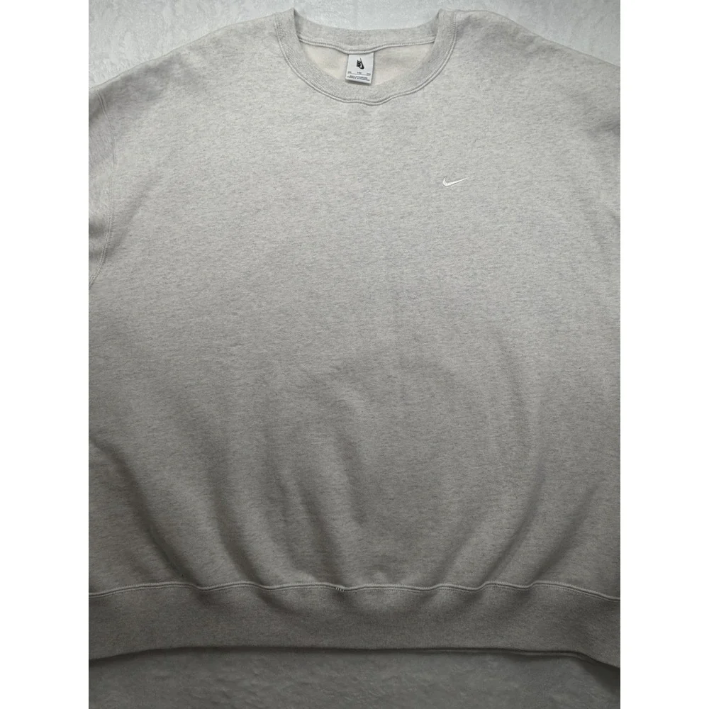 Vintage 90's NIKE White Embroidered Swoosh Crewneck Sweatshirt Size 2XL Gray